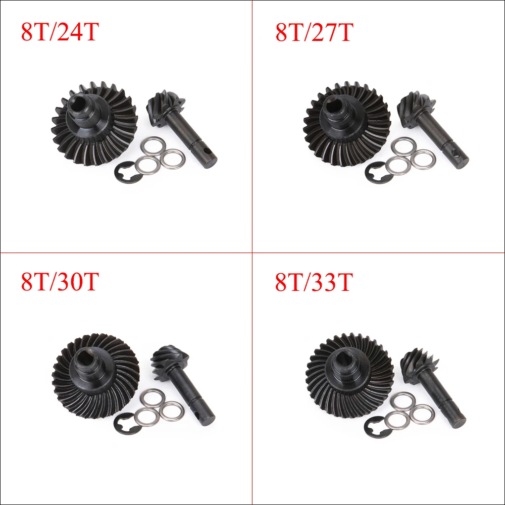 Portal Axle Metal Set Scx10 - 金属8t/24t/27t/30t/33トン傘歯車セットオーバードライブため1/10 rcクローラ軸SCX10 ii 90046 AR44車軸ポータルスペアパーツのアップグレード