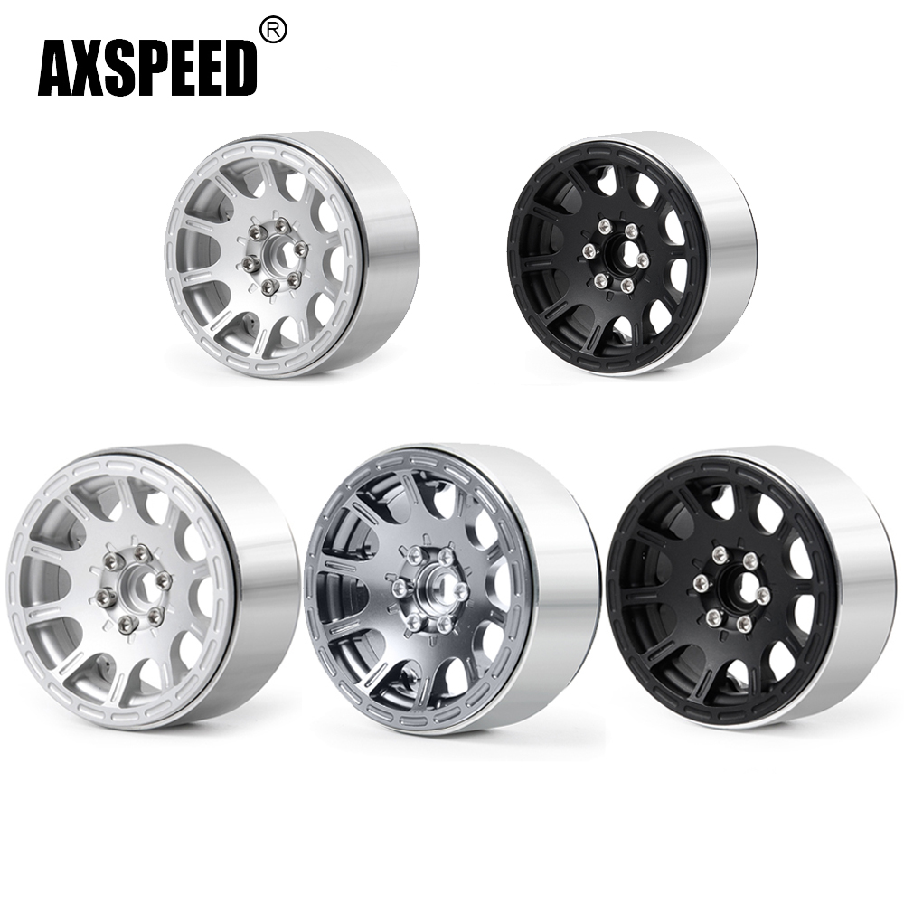 Rc Crawler Beadlock Wheels 1.9 2.2 - AXSPEED-ビードロックホイールリム,合金金属,1,10スケール,scx10,d90,cc01,rcクローラー,車のアップグレード部品,1.9 