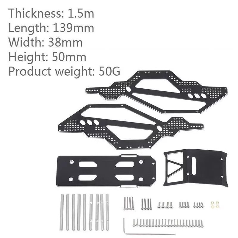 Metal Chassis Frame Rc Crawler - 1/24スケールのAxial SCX24 90081用、金属製ボディシェルを備えたアルミニウム合金製シャーシフレームのアップグレードキット。CNC加工によるアルマイト処理を施したブラック仕上げ。RCクローラー用。