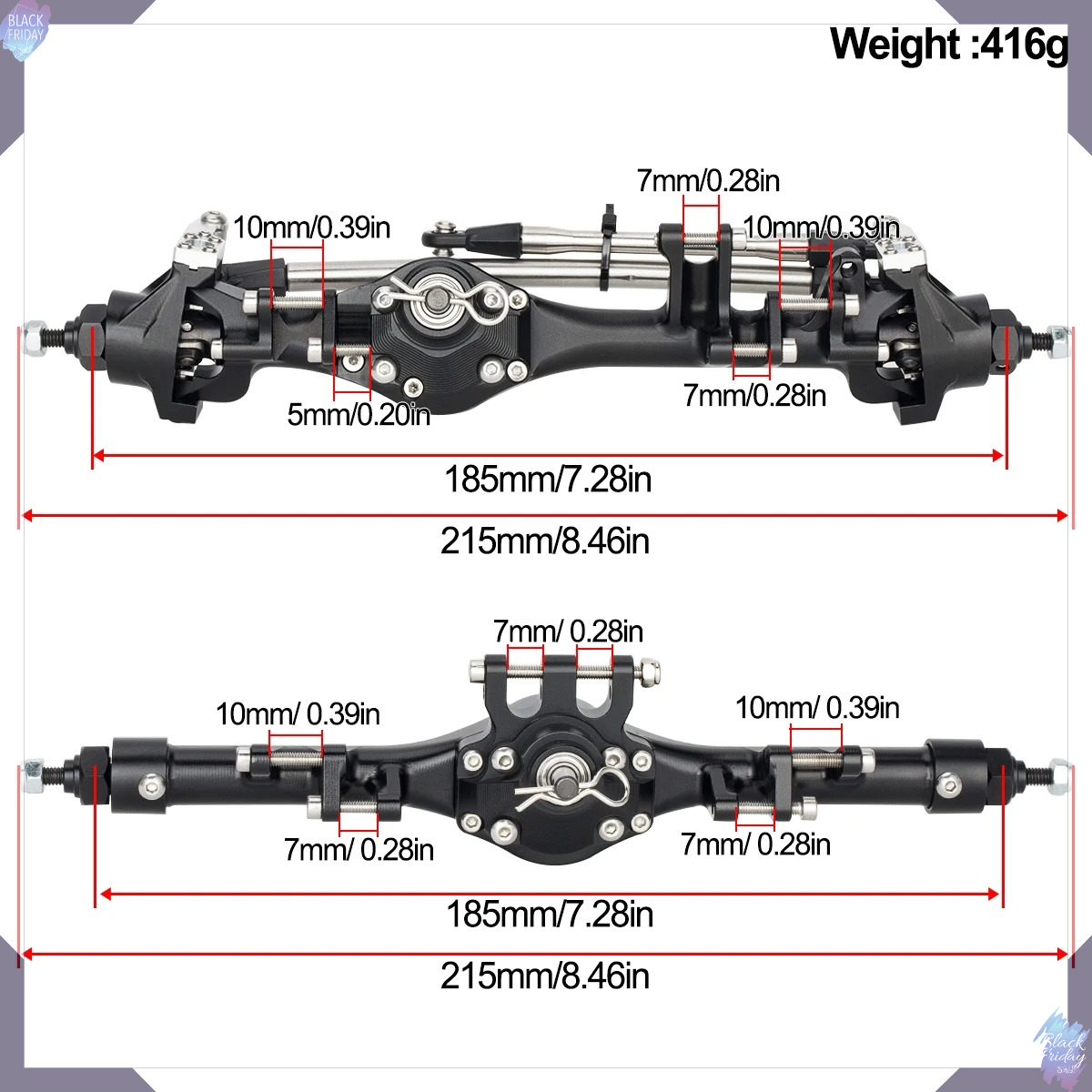 Portal Axle Metal Set Scx10 - CNCアルミ製F10TポータルアクスルRCカー前後ストレートアクスルセット 1/10 RCクローラーカー Axial SCX10 II