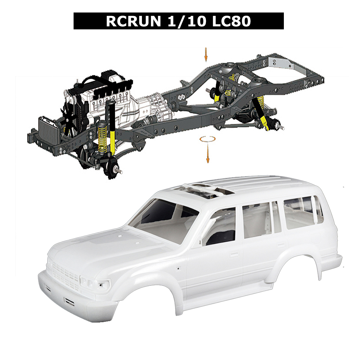 Metal Chassis Frame Rc Crawler - Rcrun 1/10,lc80,run80用の金属シャーシ