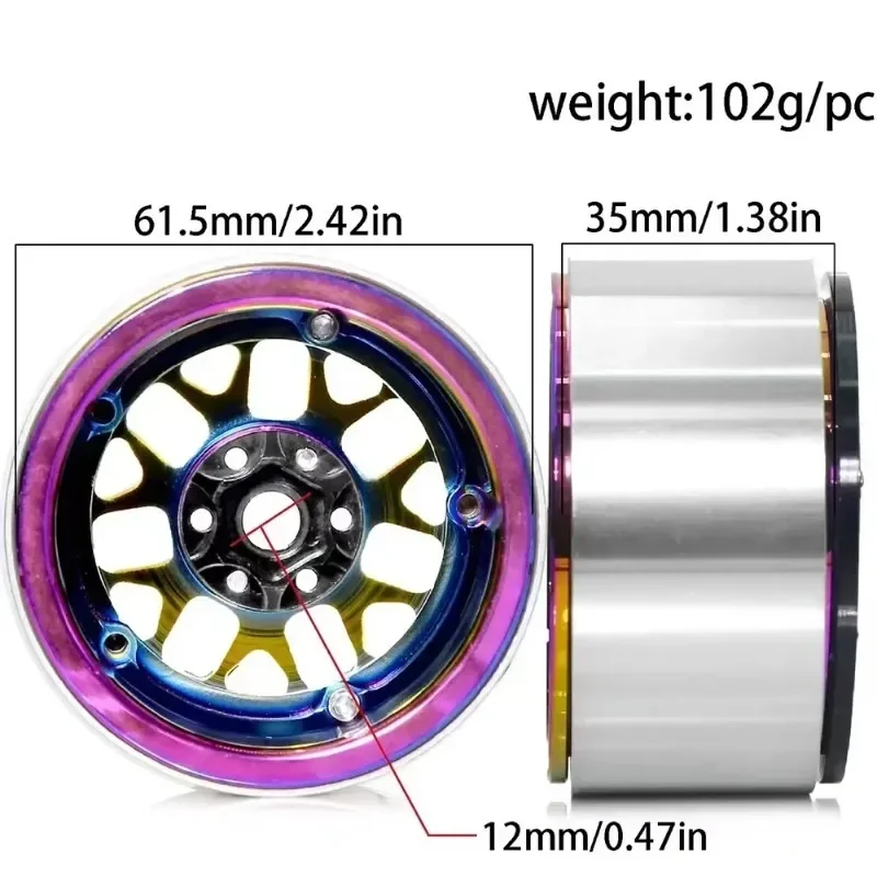 4個入り、レインボーカラーの1.9/2.2インチビードロック - Rc Crawler Beadlock Wheels 1.9 2.2 のレビューと価格