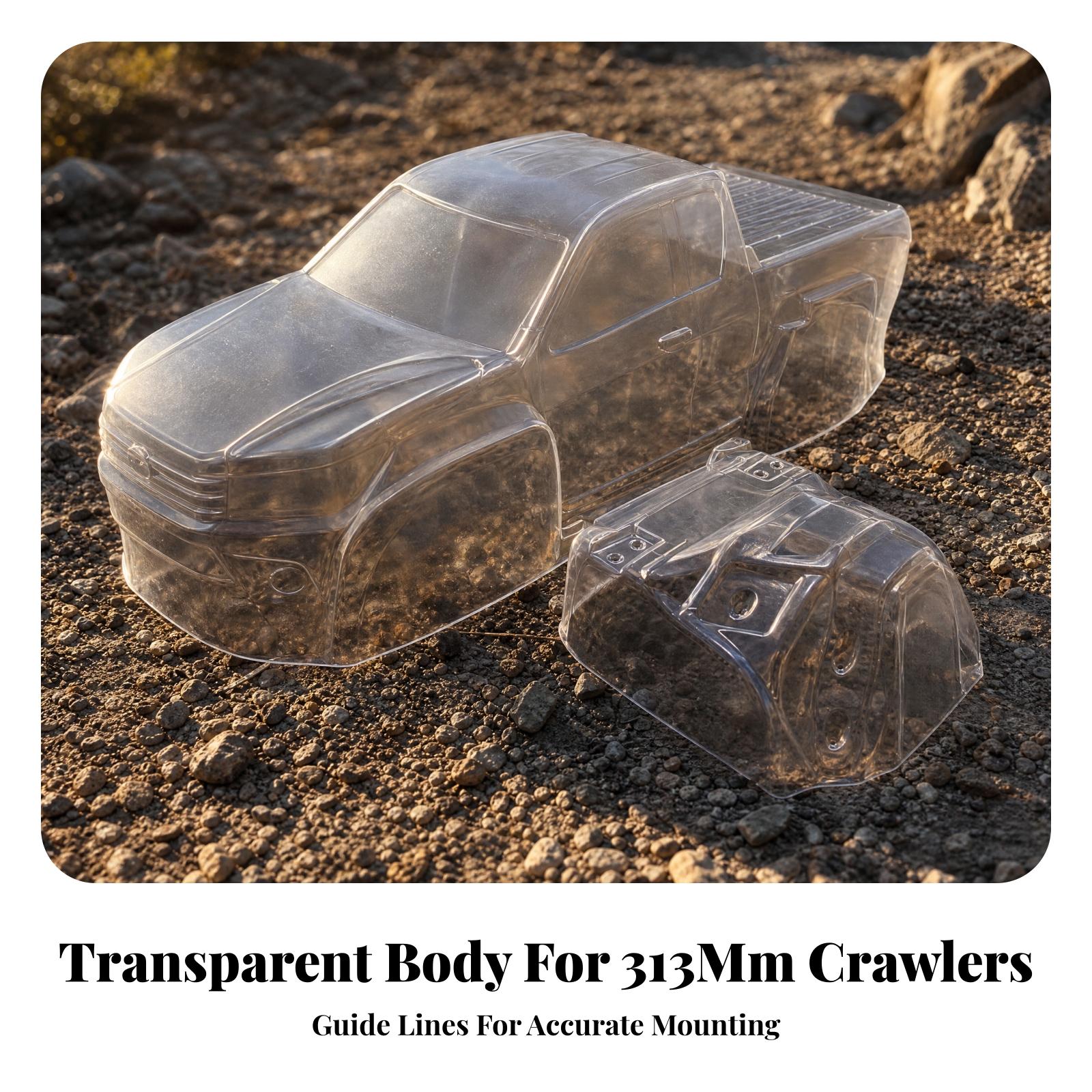 RCクローラーカー用、ポリカーボネート製ボディシェル、透明な - Rc Crawler Body Shell Clear 313Mm のレビューと価格