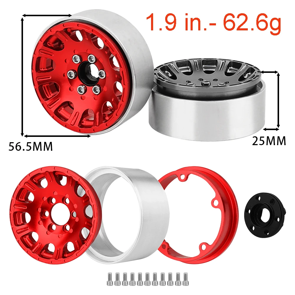 ビーズホイールリム,金属合金,scx10,wraith,90 - Rc Crawler Beadlock Wheels 1.9 2.2 のレビューと価格