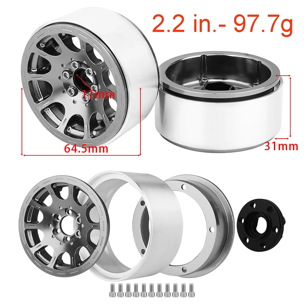 ビーズホイールリム,金属合金,scx10,wraith,90 - Rc Crawler Beadlock Wheels 1.9 2.2 のレビューと価格