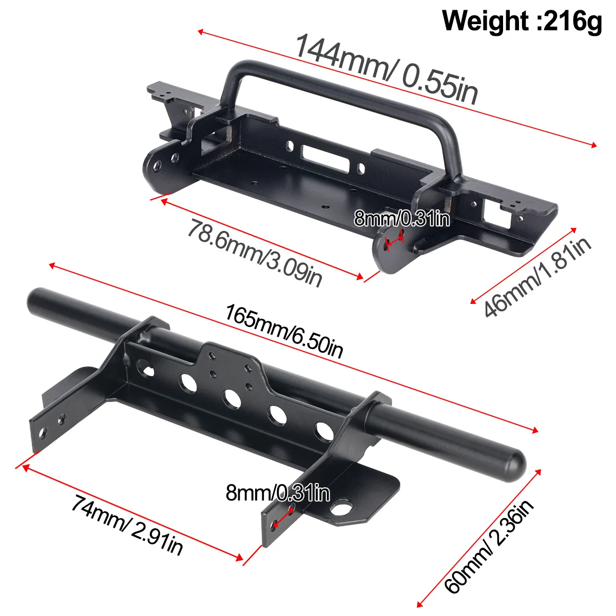 金属フロントとリアバンパー 1/10 RC クローラーカーシ - Metal Chassis Frame Rc Crawler のレビューと価格