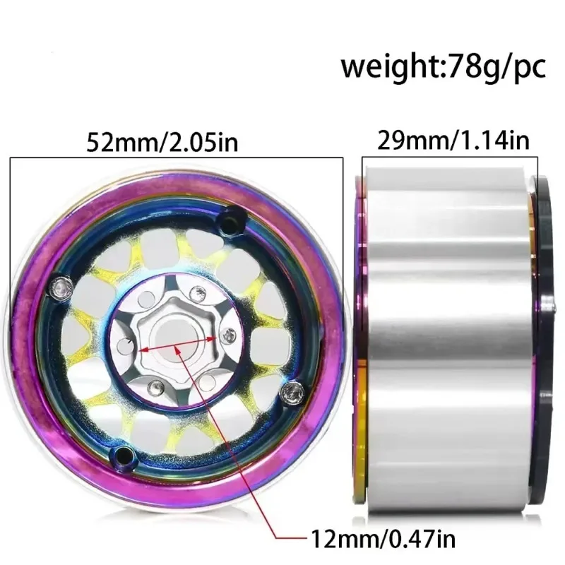 4個入り、レインボーカラーの1.9/2.2インチビードロック - Rc Crawler Beadlock Wheels 1.9 2.2 のレビューと価格
