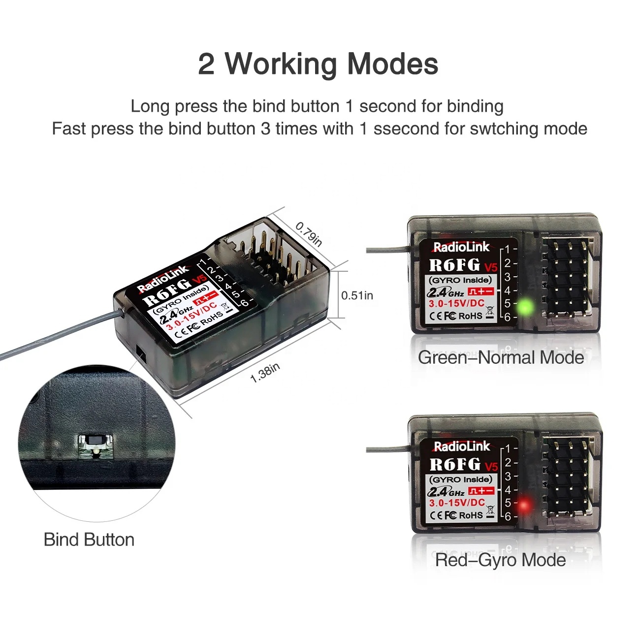 RadioLink R6FG V5 6チャンネルジャイロレシ - Rc Car Transmitter Receiver 6 Channel のレビューと価格